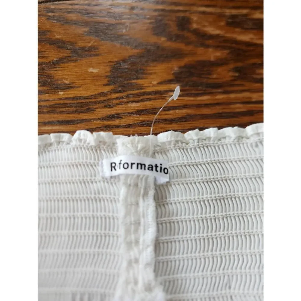 Reformation White Radish Puff Sleeve Ruched Top sz 24